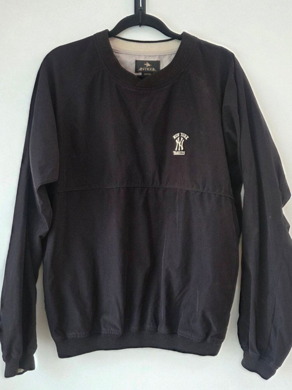 VTG Antigua New York Yankees Pullover Windbreaker Black Men's S